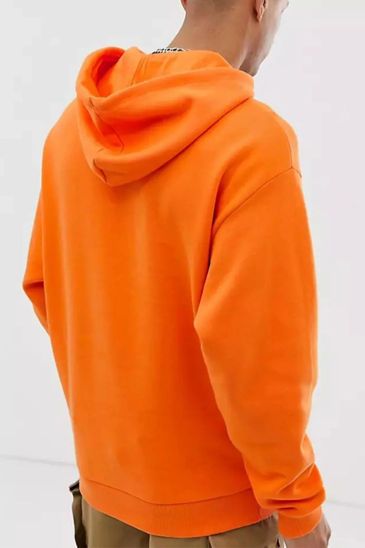 Erkek%20KışlıkTuruncu%20Kapüşonlu%20Sweatshirt%20