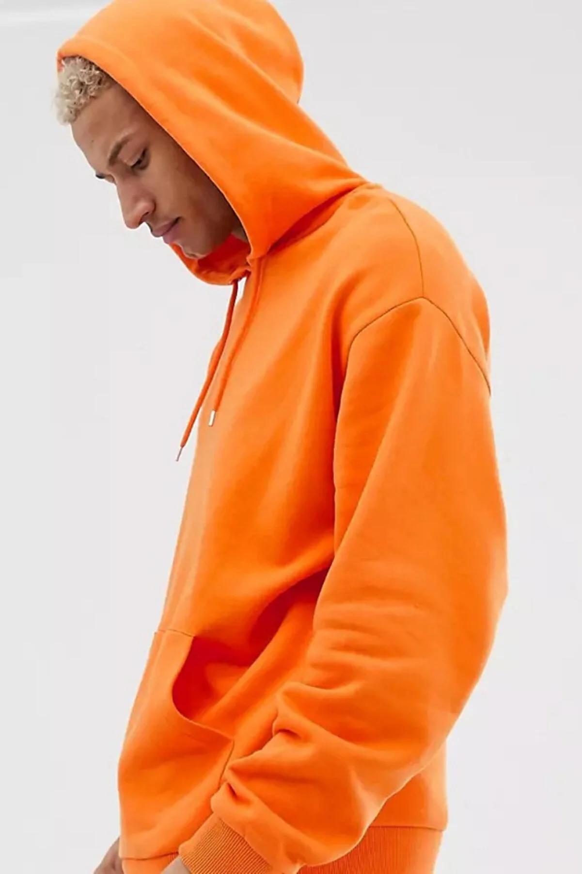 Erkek%20KışlıkTuruncu%20Kapüşonlu%20Sweatshirt%20