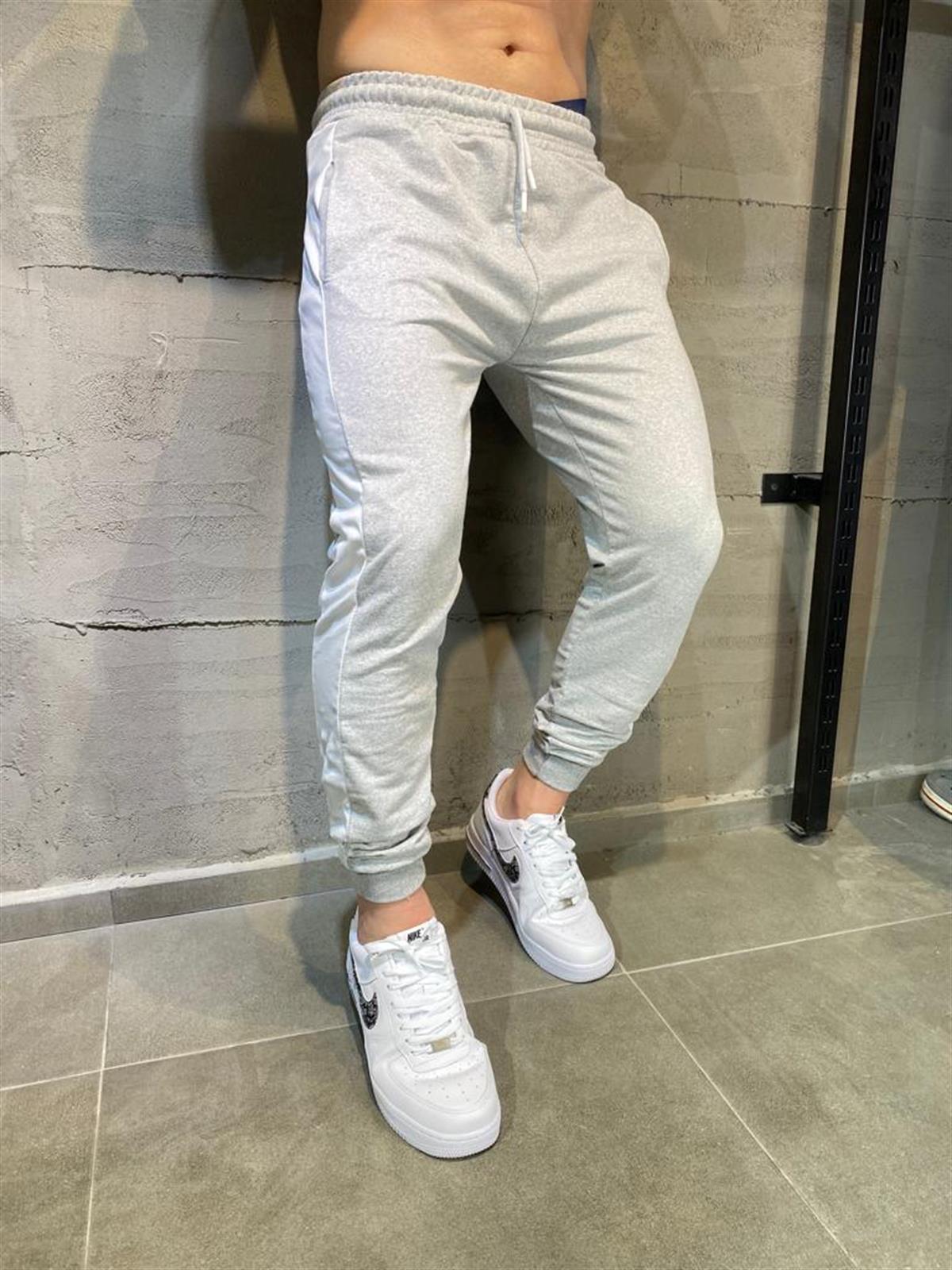 Erkek%20Slim%20fit%20Dar%20Kesim%20Gri%20Jogger%20Şeritli%20Eşorfman%20Altı
