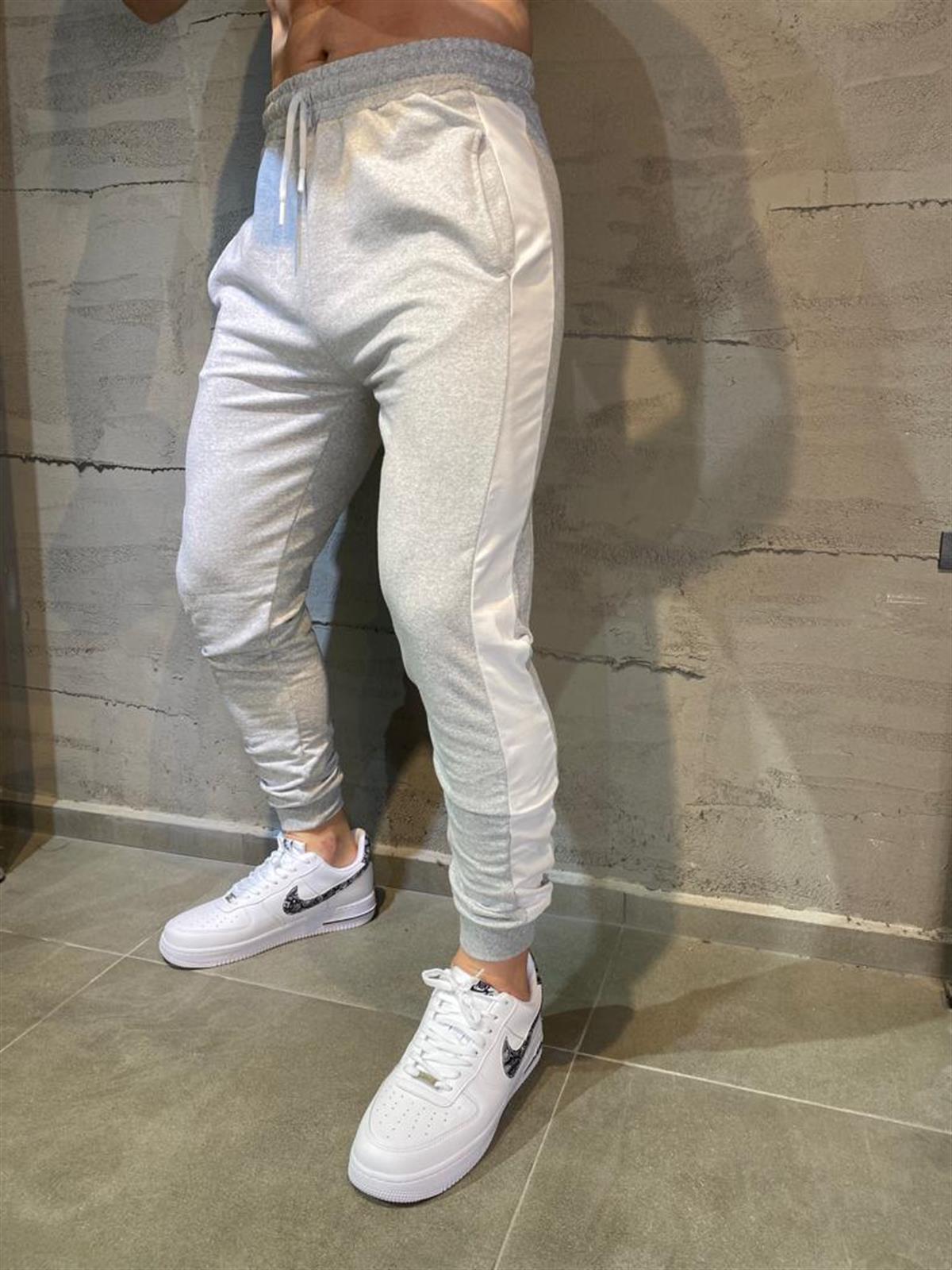 Erkek%20Slim%20fit%20Dar%20Kesim%20Gri%20Jogger%20Şeritli%20Eşorfman%20Altı