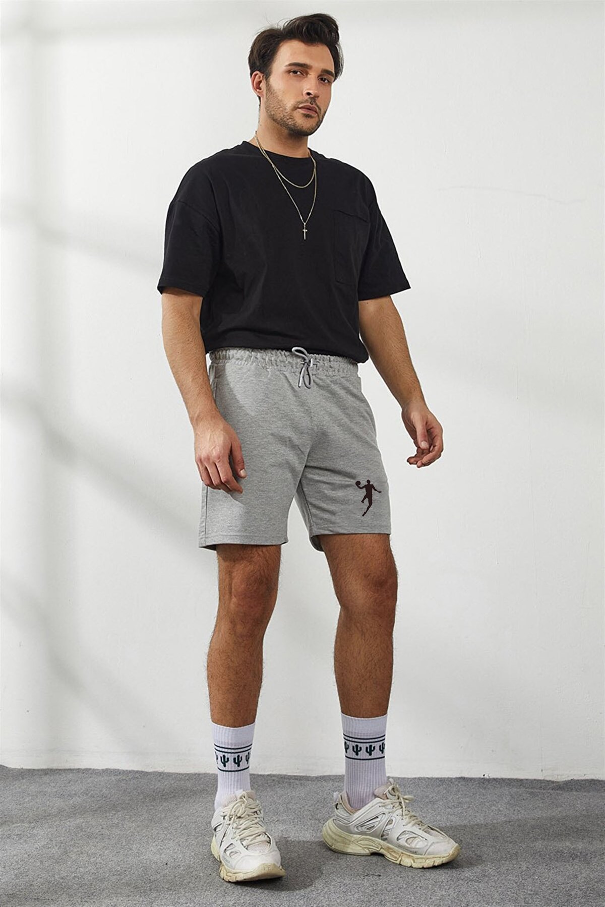 Erkek%20Gri%20Siyah%20Penye%20Şort%20&%20Bermuda%20Kapri%20Yazlık%20Pamuklu%20Slim%20Fit