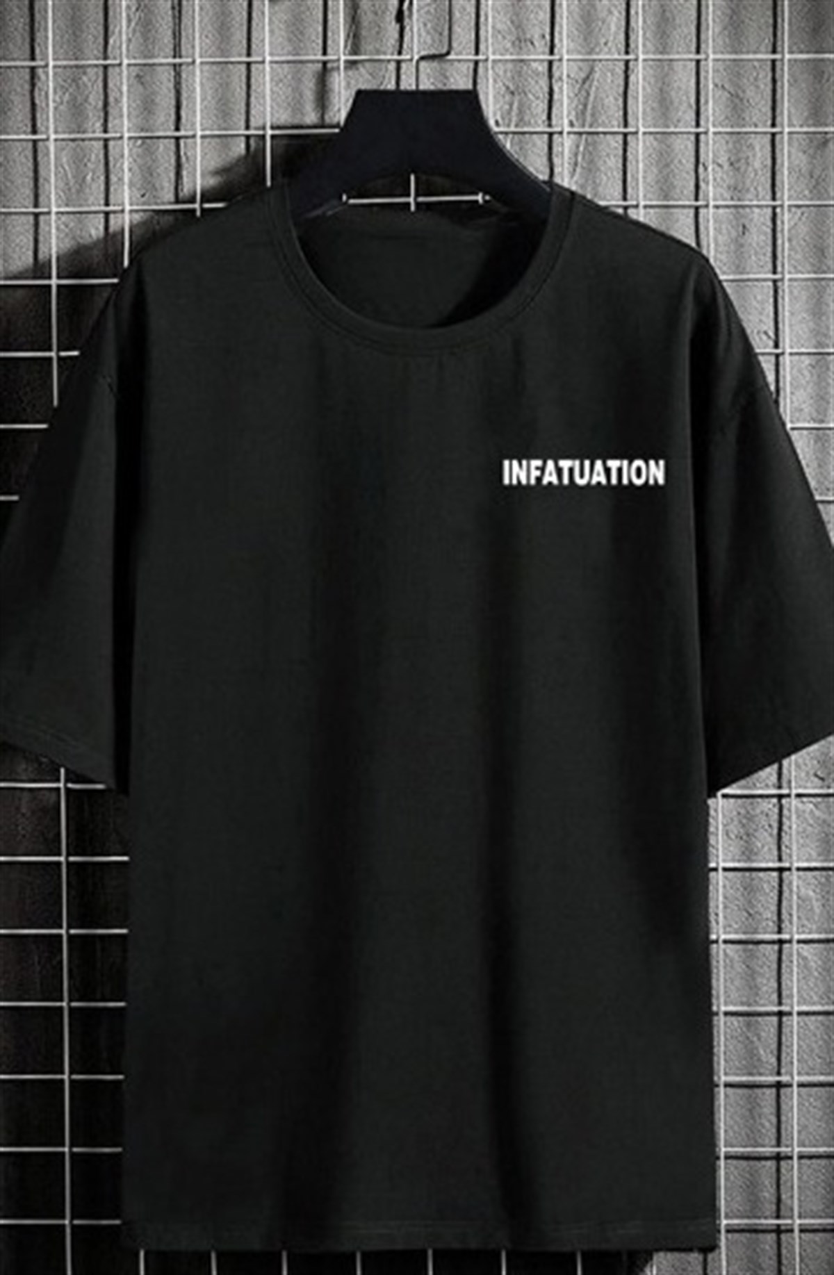 Erkek%20Oversize%20T-shirt%20Infatuatıon%20Sırt%20Baskı%20Siyah