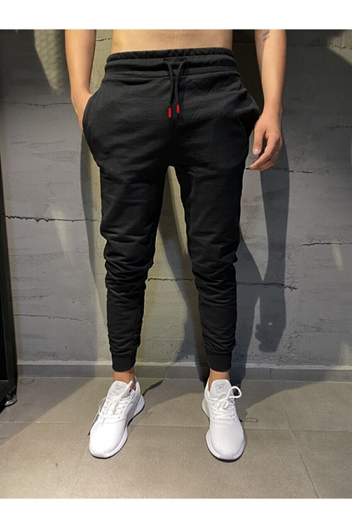 Erkek%20Kışlık%20Siyah%20Slim%20Fit%20Dar%20Kesim%20Jogger%20Eşofman%20Altı