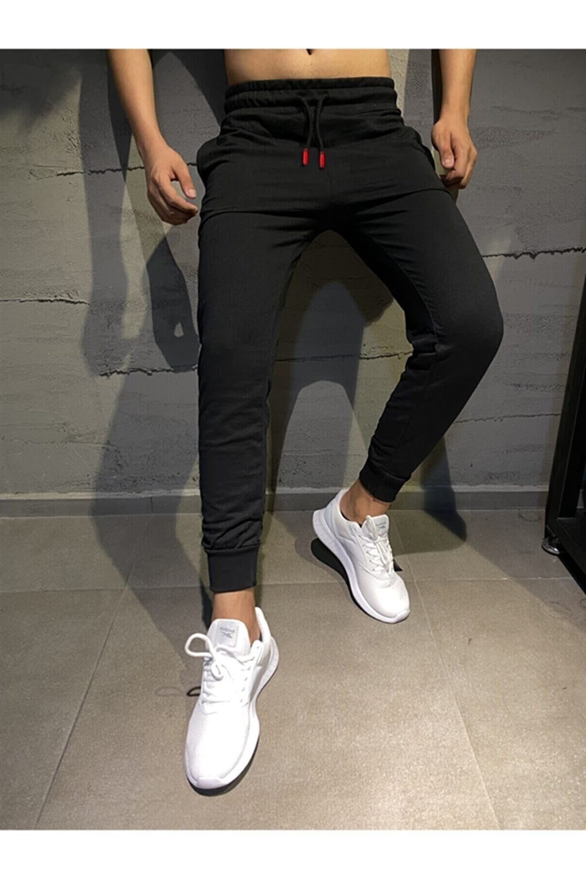 Erkek%20Kışlık%20Siyah%20Slim%20Fit%20Dar%20Kesim%20Jogger%20Eşofman%20Altı