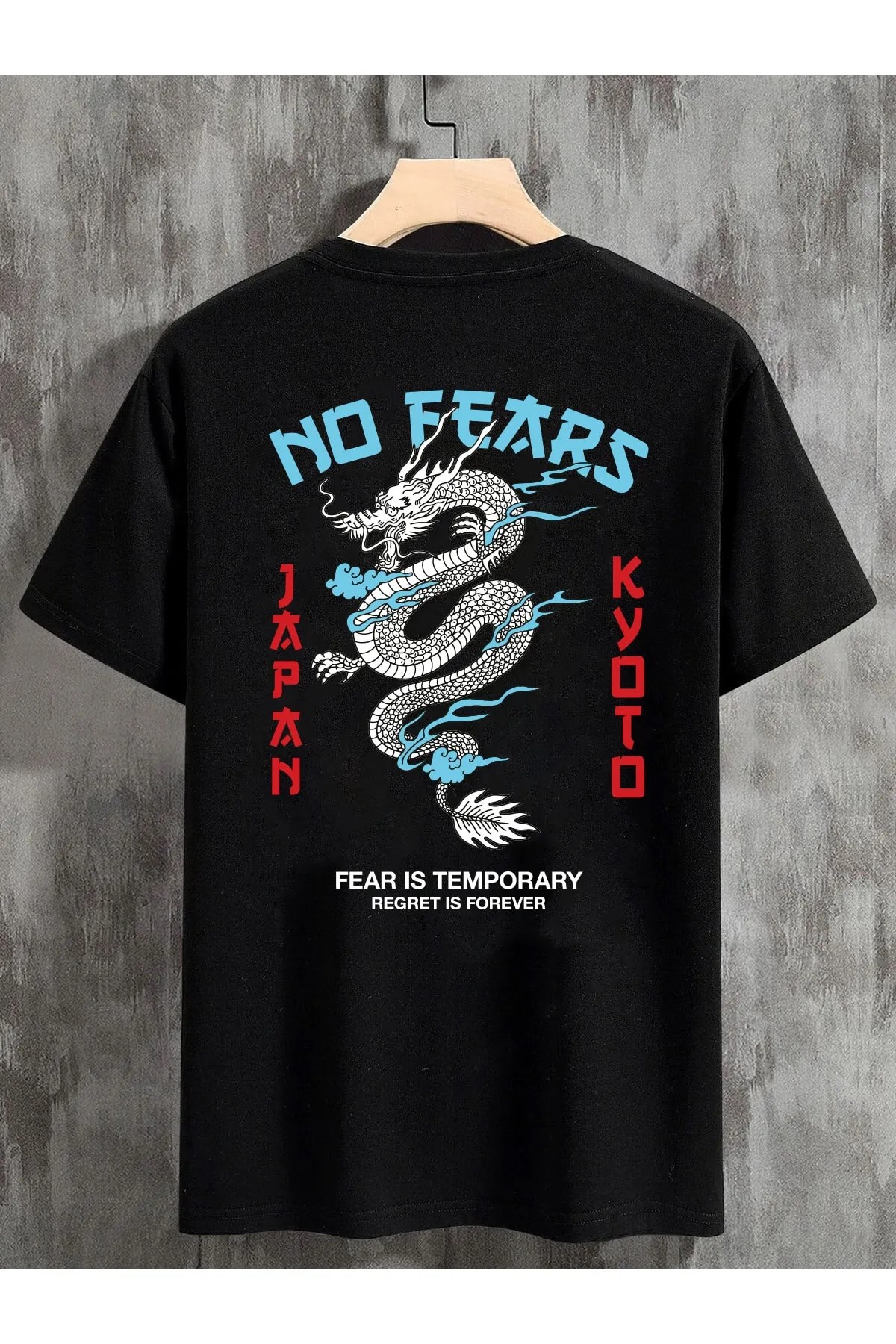 Erkek%20Oversize%20T-shirt%20Nofears%20Sırt%20Baskılı%20Siyah