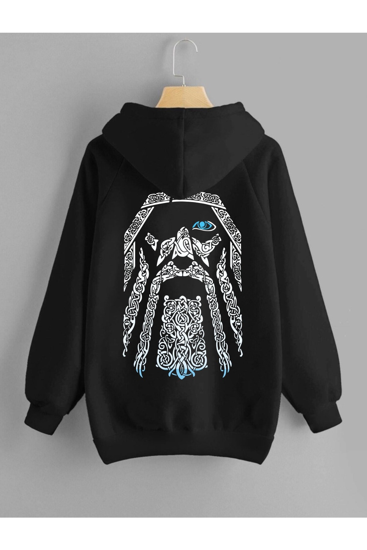 Siyah%20Kapşonlu%20Sweatshirt%20Odin%20Sırt%20Baskı
