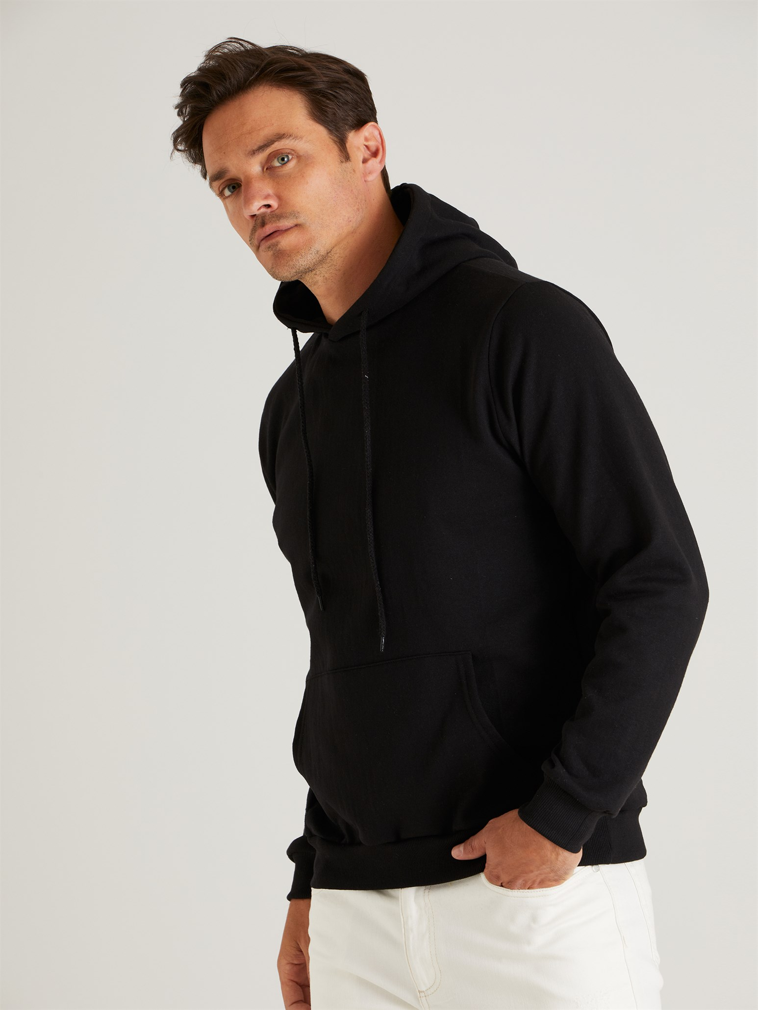 Erkek%20Kapüşonlu%20Sweatshirt%20Siyah%203%20iplik%20