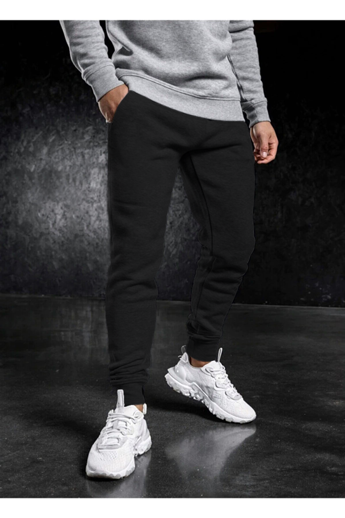 Erkek%20Kışlık%20Siyah%20Slim%20Fit%20Dar%20Kesim%20Jogger%20Eşofman%20Altı