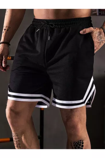 Erkek Siyah Penye Şort Atletik Fitness Spor