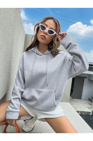 Kadın Kapüşonlu Sweatshirt Gri Californıa berkeley