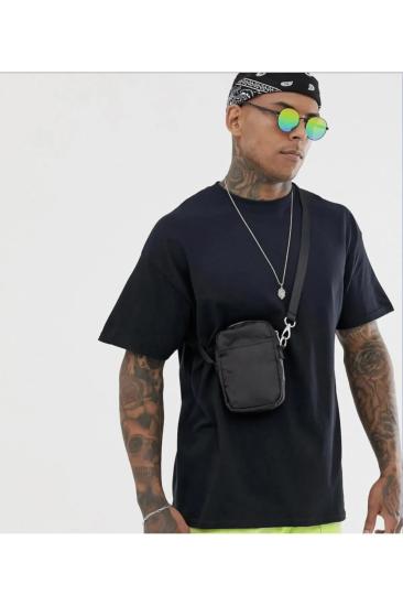 Erkek Oversize T-shirt Apollo Neon Sırt Baskı Siyah