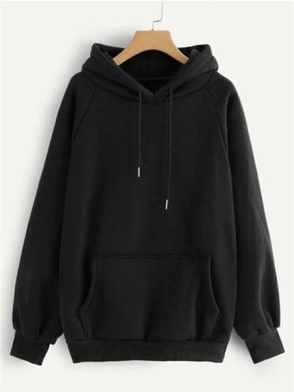 Unısex Kapüşonlu Sweatshirt dino Sırt baskı siyah