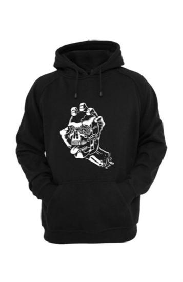 Erkek Kapüşonlu Sweatshirt El isklet Siyah