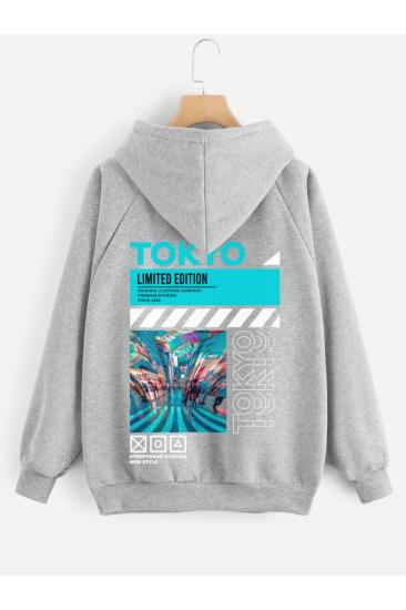 Erkek Kapüşonlu Sweatshirt Tokyolımıted Gri