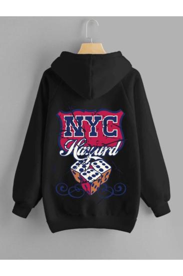 Erkek kapüşonlu Sweatshirt NYC siyah