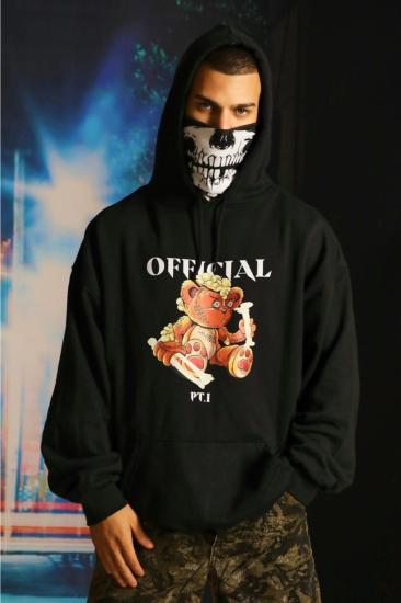 Erkek Kpüşonlu Sweatshirt Ofıcıal Siyah