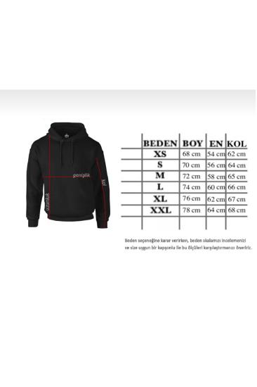 Erkek Siyah Göğüs Dikey Baskılı Oversize Kapüşonlu Sweatshirt