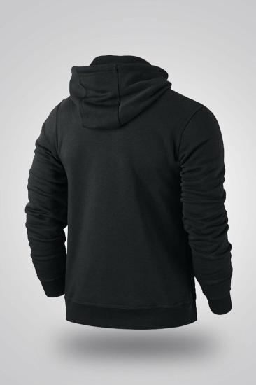 Erkek Unisex Kapüşonlu Siyah Sweatshirt Robotıc Baskılı