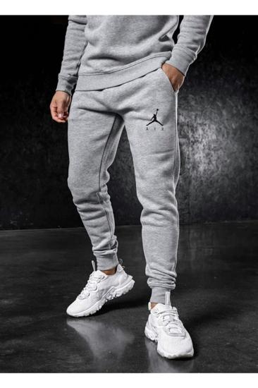 Erkek Kışlık Gri Slim Fit Dar Kesim Jogger Eşofman