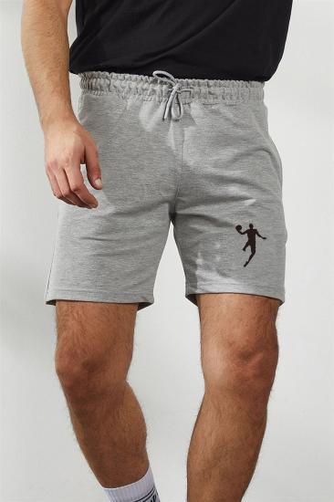Erkek Gri Siyah Penye Şort & Bermuda Kapri Yazlık Pamuklu Slim Fit