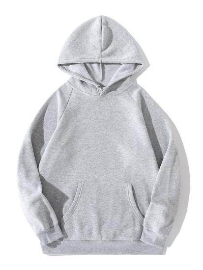 Unisex Kapüşonlu Gri Sweatshirt Şardonlu Slim 