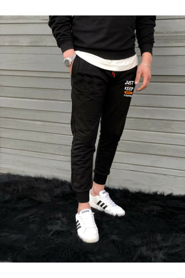 Erkek Kışlık Siyah Slim Fit Jogger Eşofman Altı