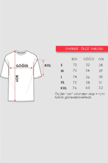 Kadın Oversize Beyaz T-shirt Paradise Baskılı