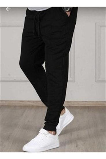Erkek Kışlık Slim fit Dar Kesim Siyah Jogger Eşorfman Altı