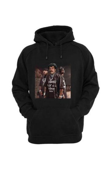 Erkek Kapüşonlu Sweatshirt Müslüm Baskılı Siyah