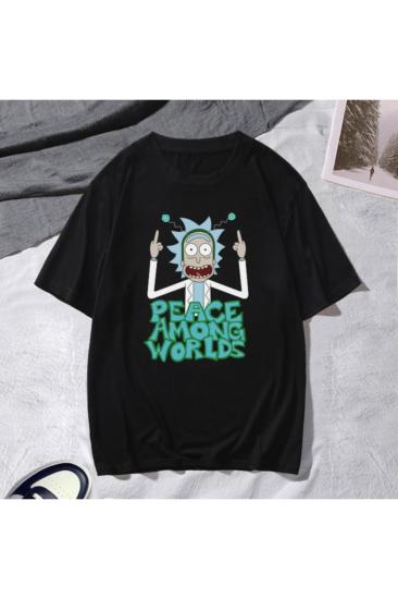 Unisex Oversize T-shirt peaceamong ön Baskı Siyah