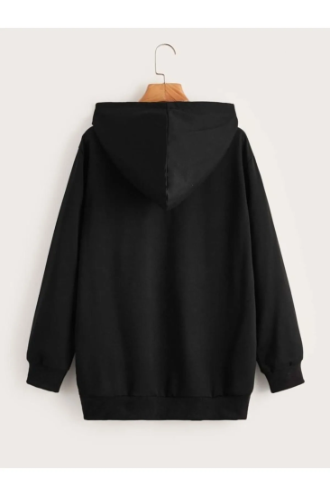 Erkek Kapüşonlu Sweatshirt  Siyah 2 İiplik