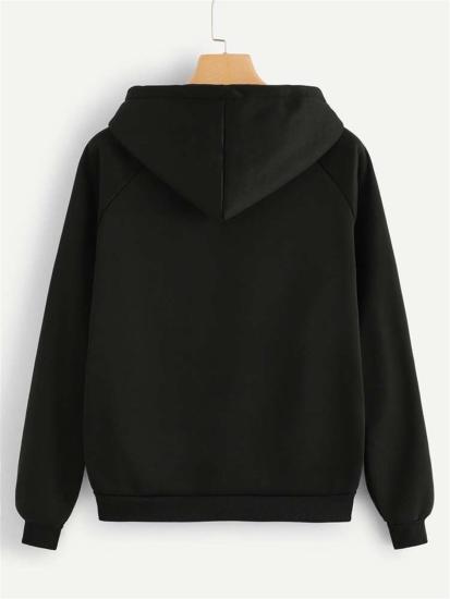 Erkek Siyah Kapüşonlu Sweatshirt Sırt Baskılı Naruto