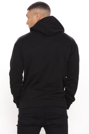 Erkek Siyah Kışlık Kapüşonlu Sweatshirt