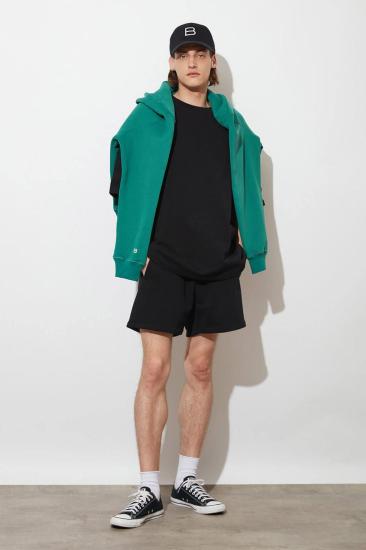 Erkek Siyah Oversize Basic T-shirt Pamuklu