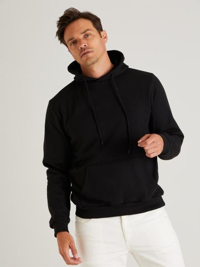 Erkek Kapüşonlu Sweatshirt Siyah 3 iplik 