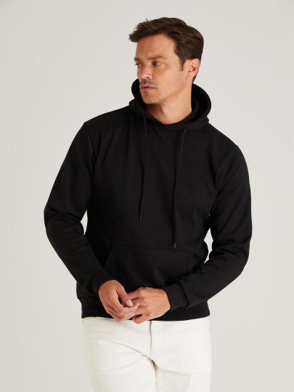 Erkek Kapüşonlu Sweatshirt Siyah 3 iplik 