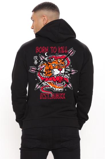 Siyah Kapüşonlu Born To KILL Sweathshirt