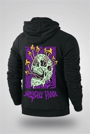 Erkek Kapüşonlu Sweatshirt Siyah sketchy tank