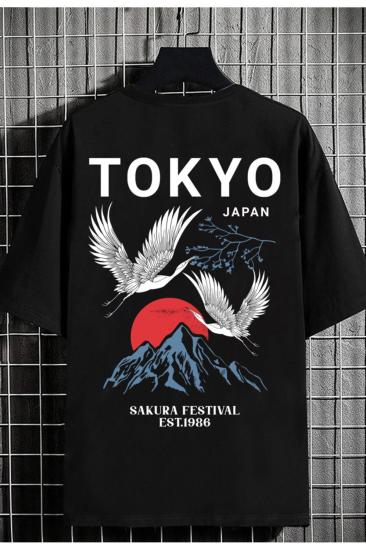 Kadın Oversize T-shirt Sırt Tokyokuş Baskı