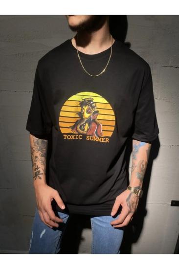 Erkek Oversize T-shirt toxıc summer siyah