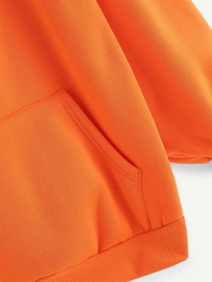 Erkek Turuncu Kışlık Kapüşonlu Sweatshirt Sırt Baskılı Mineator