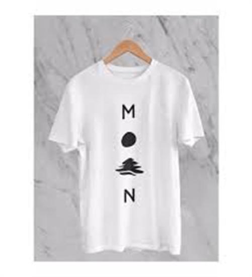 Beyaz Moon Baskılı Oversize T-shirt
