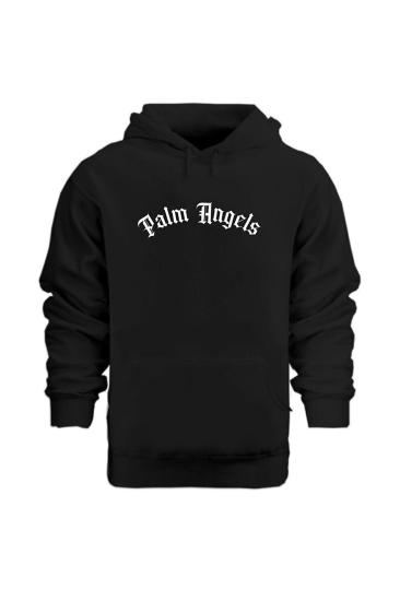 Unisex Kapşonlu Sweatshirt Palm Angel Yazılı Siyah