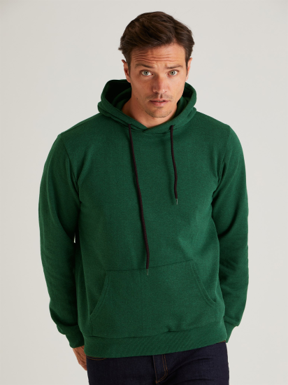 Erkek Kışlık Yeşil Kapüşonlu Sweatshirt
