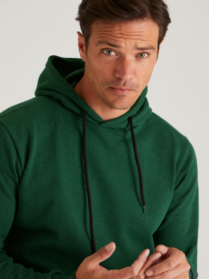 Erkek Kışlık Yeşil Kapüşonlu Sweatshirt