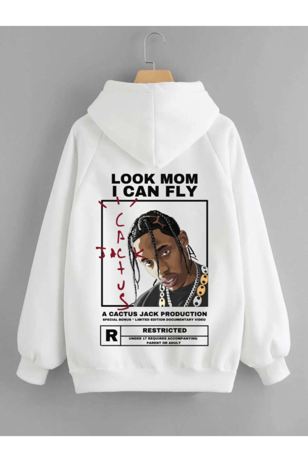 Unisex%20Kapşonlu%20Sweatshirt%20Cactus%20Beyaz
