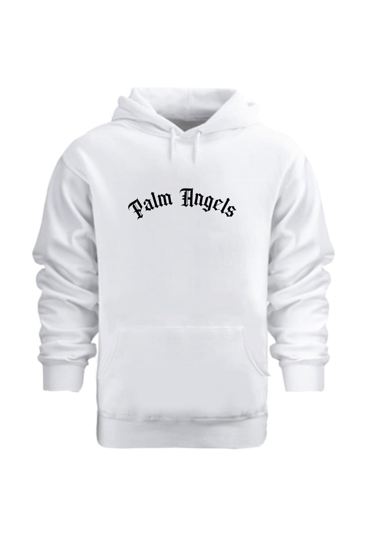 Unisex%20Kapşonlu%20Sweatshirt%20Palm%20Angel%20Yazılı%20Beyaz